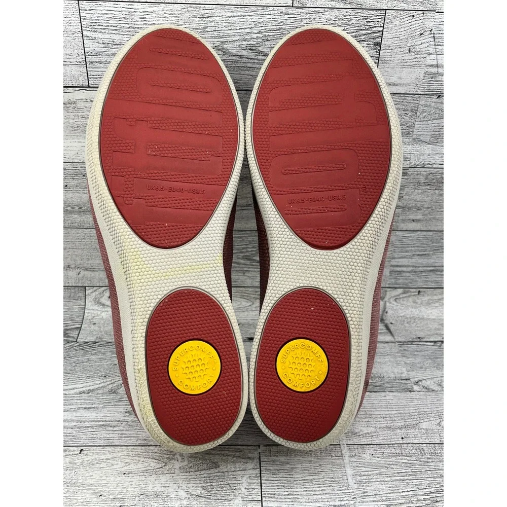 FitFlop Supercomff Women Loafers Rose Red Textured Slip On‎ Flats Size 8.5